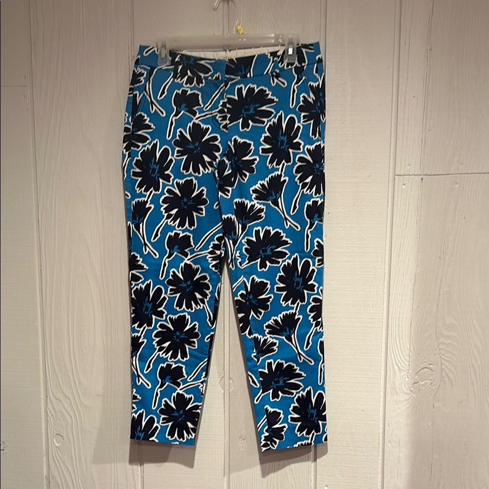 J.Crew Blue Floral Print Pants